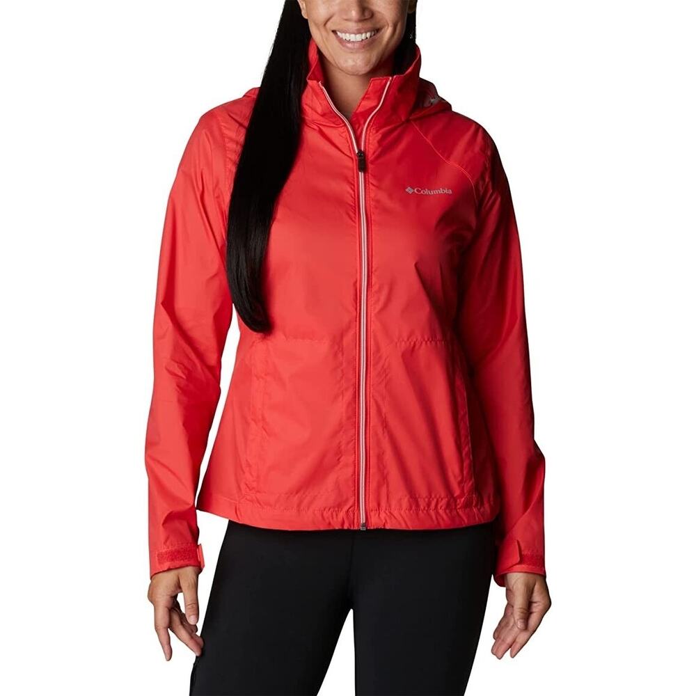 Columbia (L) Red Packable WaterRepellent Zip Up Windbreaker Outdoors Rain Jacket